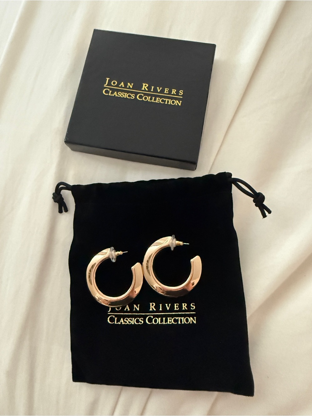 NIB Joan Rivers Gold Tone  Fashion Chunky Hoop Earrings